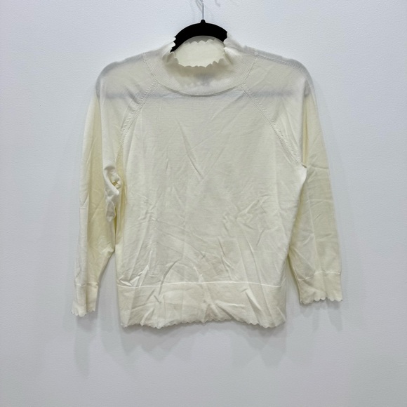 NWT Talbots Ivory pullover Scalloped Trim Sweater ladies top Sz Medium - Picture 3 of 7
